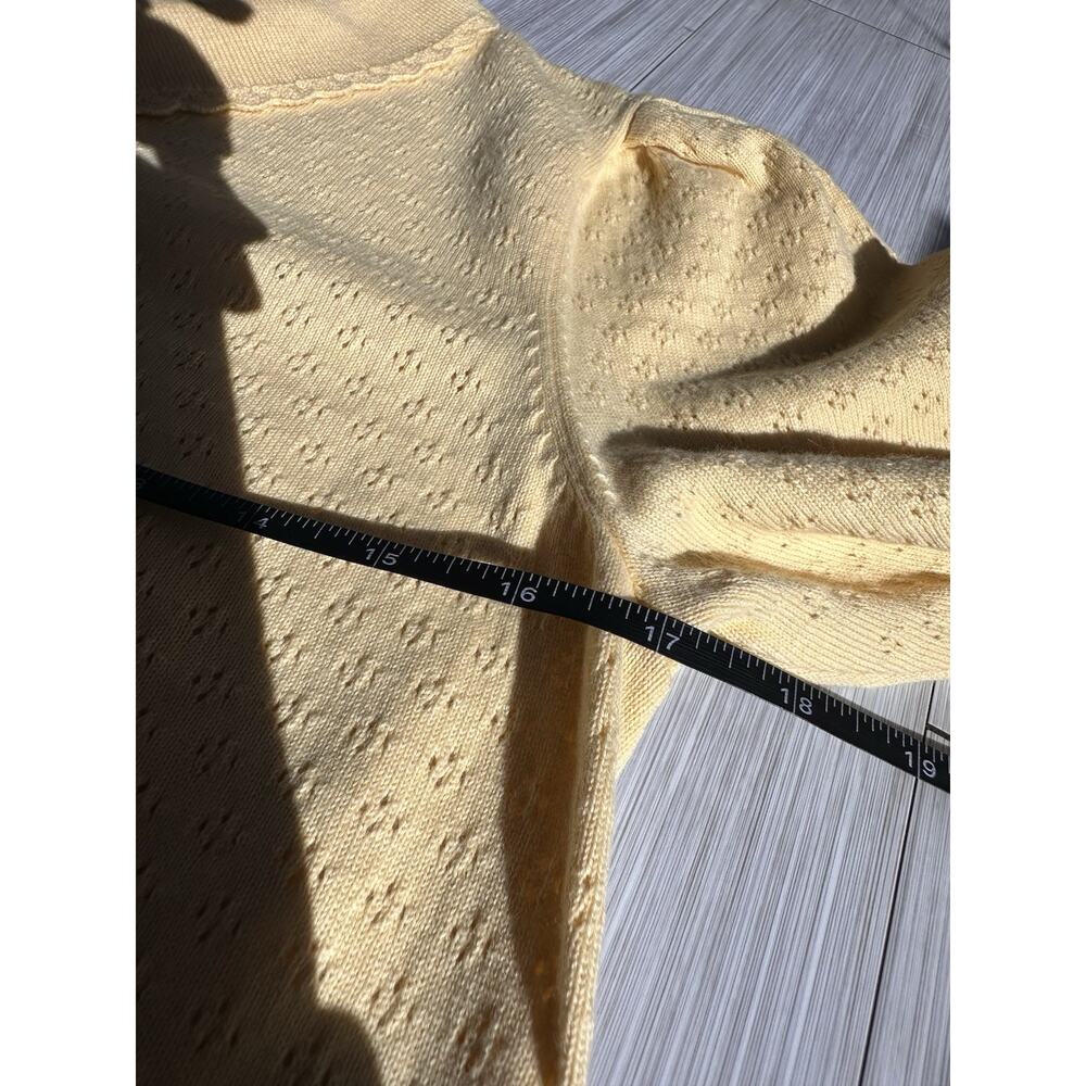GAP Yellow Collared Button Cardigan Puff Sleeve Sweater Women's Size M - Picture 6 of 7